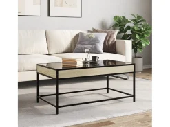 vidaxl Mesa de centro luzes LED Infinity 90x50x41 cm carvalho sonoma^ Mesa De Centro