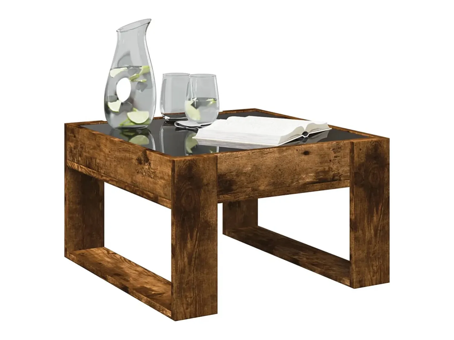 vidaxl Mesa de centro luzes LED Infinity 50x53x30 cm carvalho fumado^ Mesa De Centro