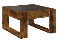 vidaxl Mesa de centro luzes LED Infinity 50x53x30 cm carvalho fumado^ Mesa De Centro