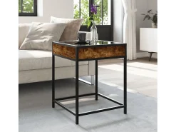 Mesa De Centro|vidaxl Mesa de centro luzes LED Infinity 40x40x51 cm carvalho fumado Natural claro