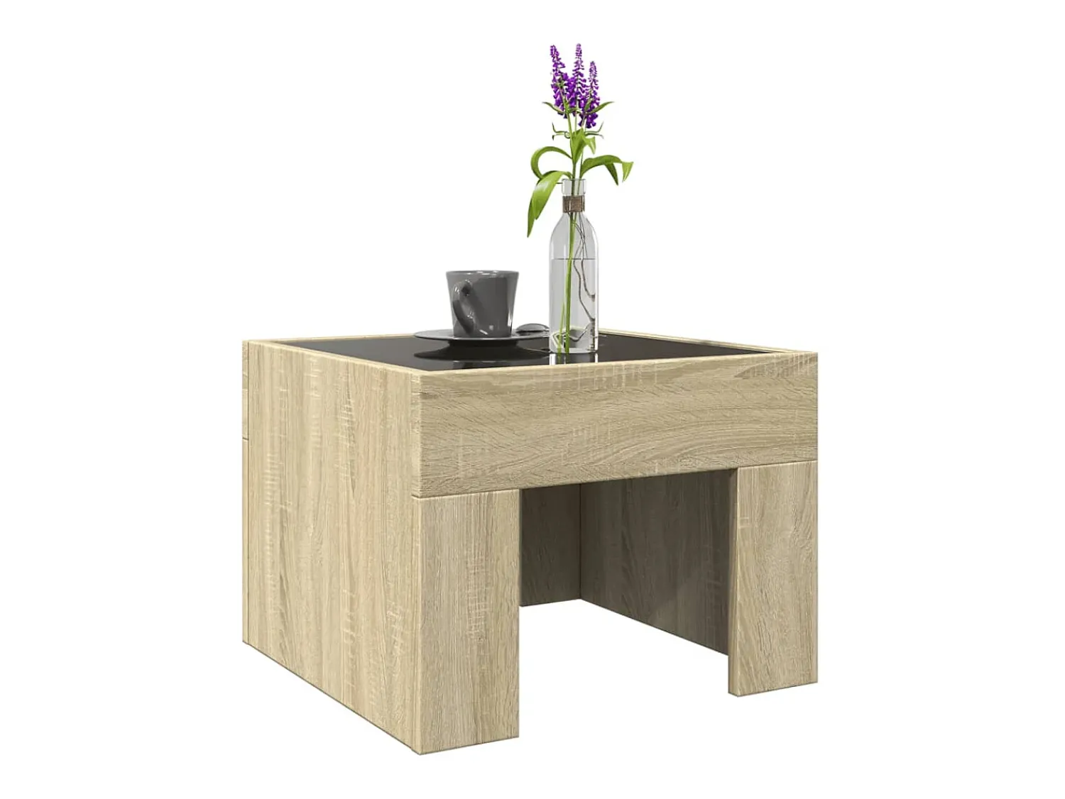 Mesa De Centro*vidaxl Mesa de centro luzes LED Infinity 40x40x30 cm carvalho sonoma Natural claro