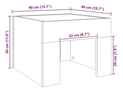 Mesa De Centro*vidaxl Mesa de centro luzes LED Infinity 40x40x30 cm carvalho sonoma Natural claro