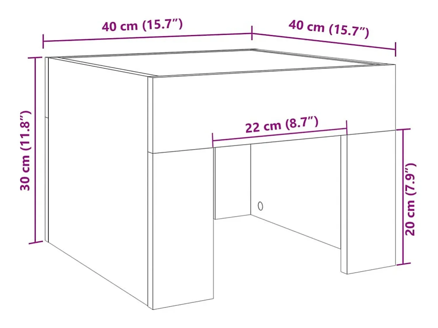 Mesa De Centro*vidaxl Mesa de centro luzes LED Infinity 40x40x30 cm carvalho sonoma Natural claro