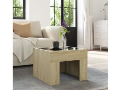 Mesa De Centro*vidaxl Mesa de centro luzes LED Infinity 40x40x30 cm carvalho sonoma Natural claro