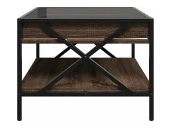 Best vidaxl Mesa de centro luzes LED Infinity 50x50x38 cm carvalho castanho Natural claro