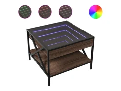 Best vidaxl Mesa de centro luzes LED Infinity 50x50x38 cm carvalho castanho Natural claro