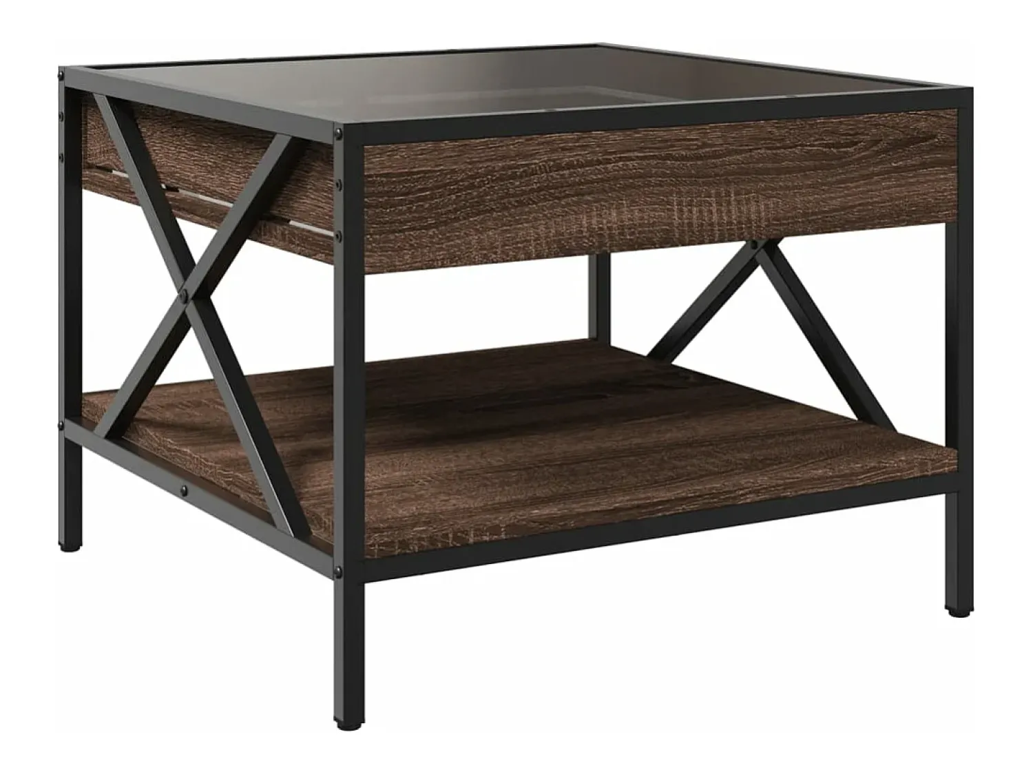 Best vidaxl Mesa de centro luzes LED Infinity 50x50x38 cm carvalho castanho Natural claro