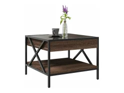 Best vidaxl Mesa de centro luzes LED Infinity 50x50x38 cm carvalho castanho Natural claro