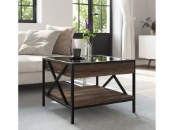 Best vidaxl Mesa de centro luzes LED Infinity 50x50x38 cm carvalho castanho Natural claro