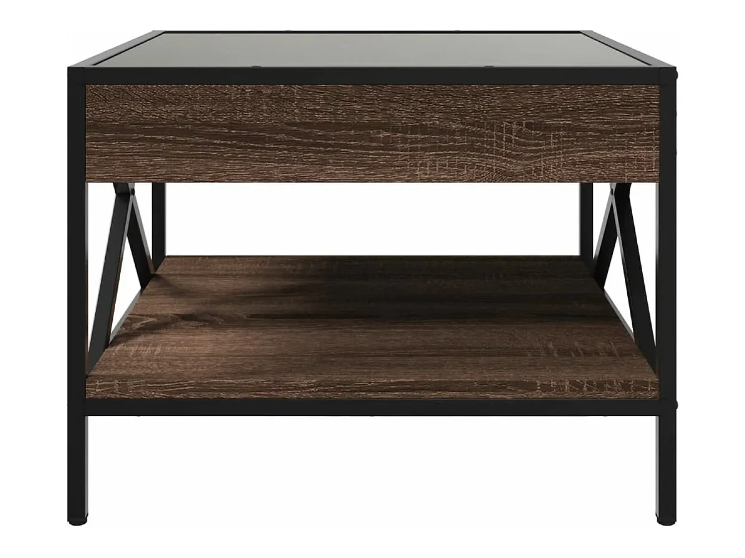 Best vidaxl Mesa de centro luzes LED Infinity 50x50x38 cm carvalho castanho Natural claro