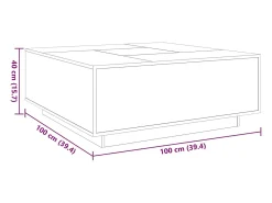 Clearance vidaxl Mesa de centro luzes LED Infinity 100x100x40 cm Branco