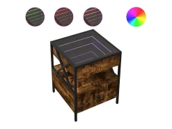 Mesa De Centro|vidaxl Mesa de centro luzes LED Infinity 40x40x51 cm carvalho fumado Natural claro