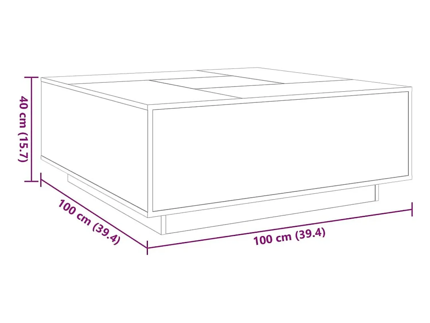 vidaxl Mesa de centro luzes LED Infinity 100x100x40 cm carvalho sonoma^ Mesa De Centro