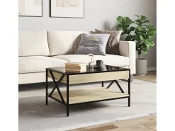 vidaxl Mesa de centro luzes LED Infinity 70x50x38 cm carvalho sonoma^ Mesa De Centro