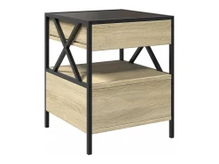 Mesa De Centro*vidaxl Mesa de centro luzes LED Infinity 40x40x51 cm carvalho sonoma Natural claro
