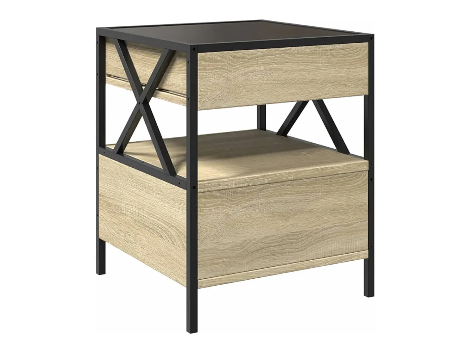 Mesa De Centro*vidaxl Mesa de centro luzes LED Infinity 40x40x51 cm carvalho sonoma Natural claro