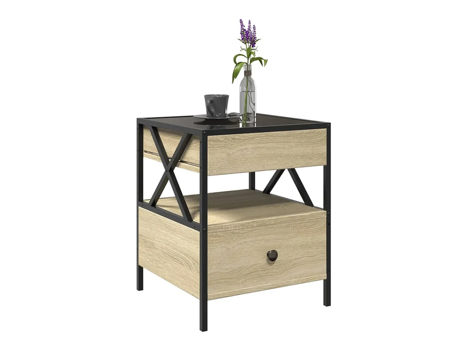 Mesa De Centro*vidaxl Mesa de centro luzes LED Infinity 40x40x51 cm carvalho sonoma Natural claro