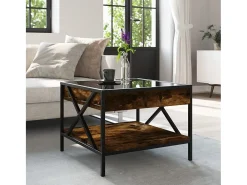 Mesa De Centro*vidaxl Mesa de centro luzes LED Infinity 50x50x38 cm carvalho fumado Natural claro