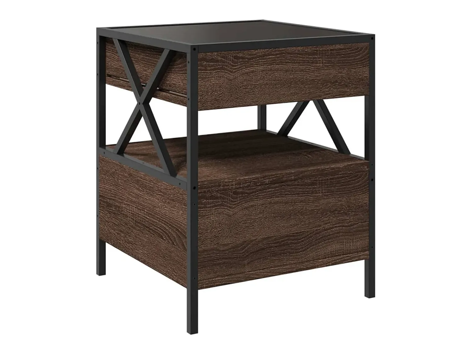 vidaxl Mesa de centro luzes LED Infinity 40x40x51 cm carvalho castanho^ Mesa De Centro