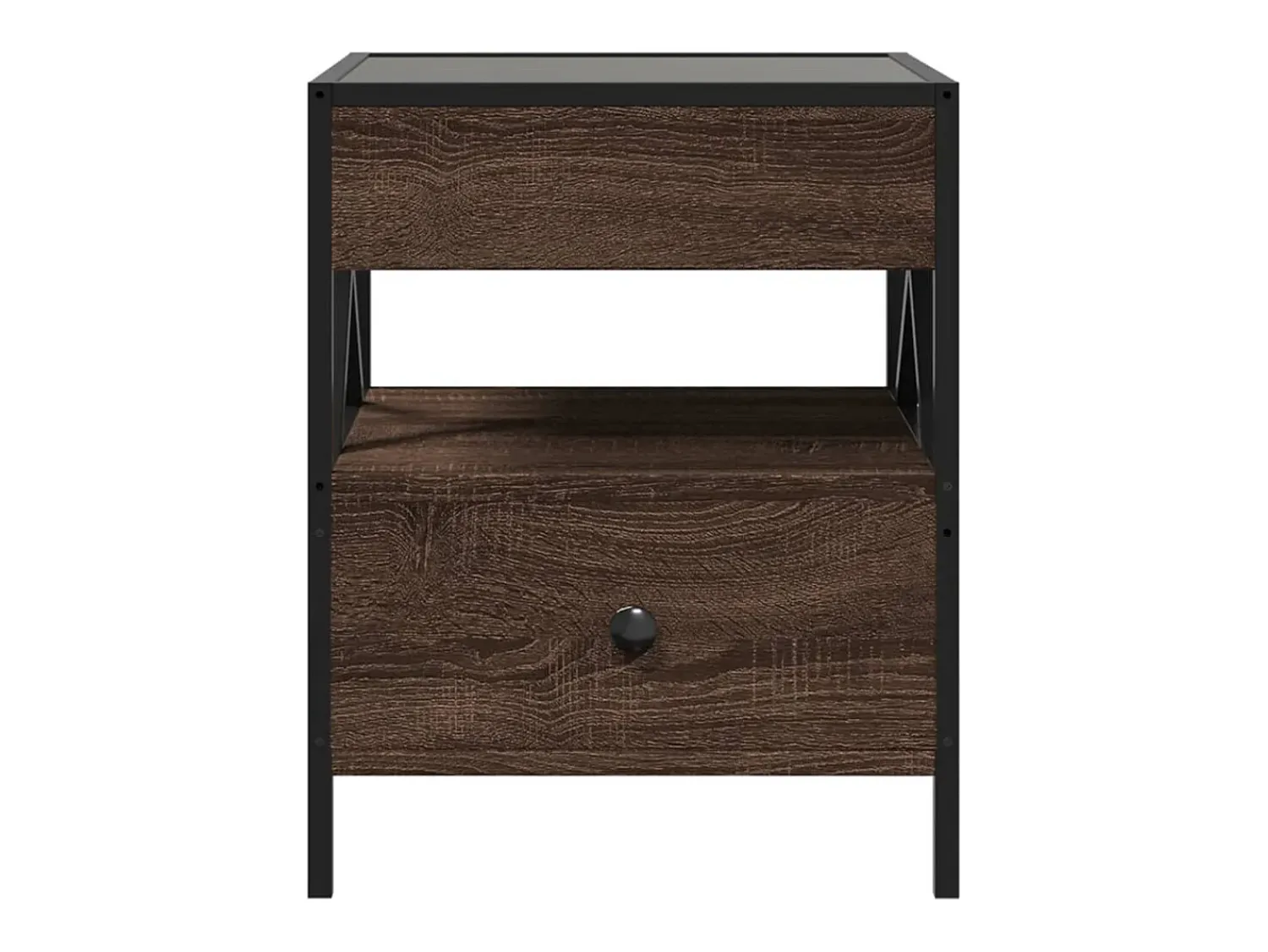 vidaxl Mesa de centro luzes LED Infinity 40x40x51 cm carvalho castanho^ Mesa De Centro