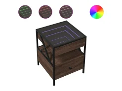 vidaxl Mesa de centro luzes LED Infinity 40x40x51 cm carvalho castanho^ Mesa De Centro