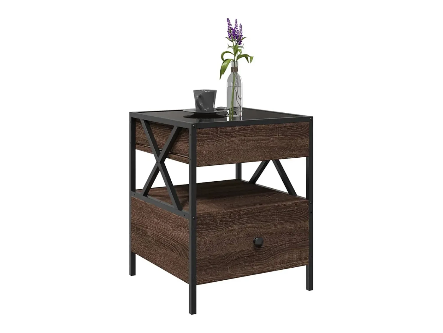 vidaxl Mesa de centro luzes LED Infinity 40x40x51 cm carvalho castanho^ Mesa De Centro