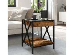 Mesa De Centro|vidaxl Mesa de centro luzes LED Infinity 40x40x49 cm carvalho fumado Natural claro