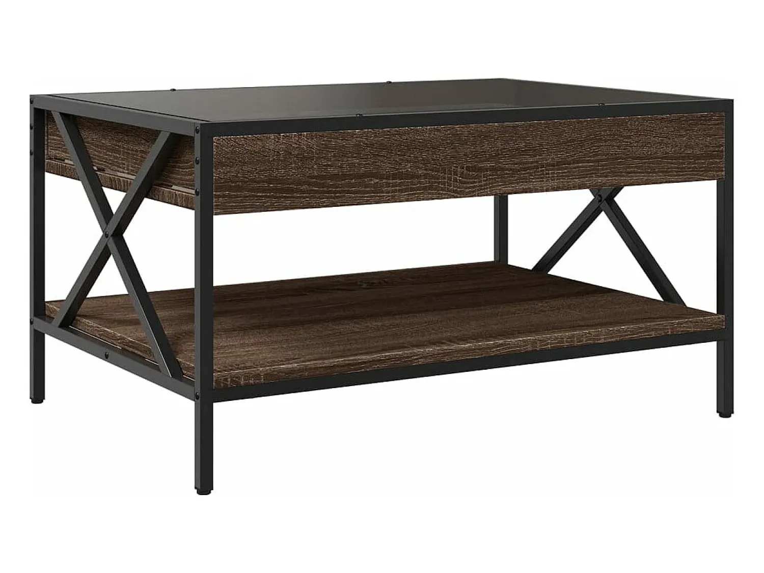 vidaxl Mesa de centro luzes LED Infinity 70x50x38 cm carvalho castanho^ Mesa De Centro