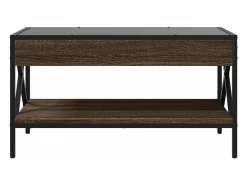 vidaxl Mesa de centro luzes LED Infinity 70x50x38 cm carvalho castanho^ Mesa De Centro