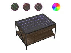 vidaxl Mesa de centro luzes LED Infinity 70x50x38 cm carvalho castanho^ Mesa De Centro