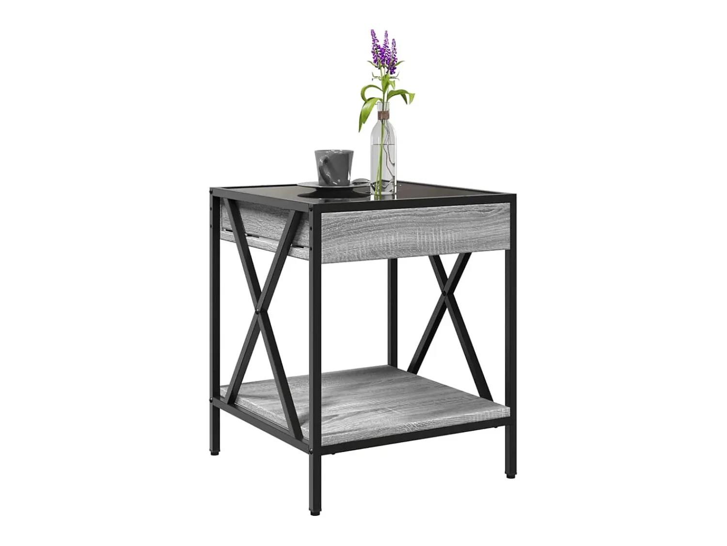 Sale vidaxl Mesa de centro luzes LED Infinity 40x40x49 cm sonoma Cinzento