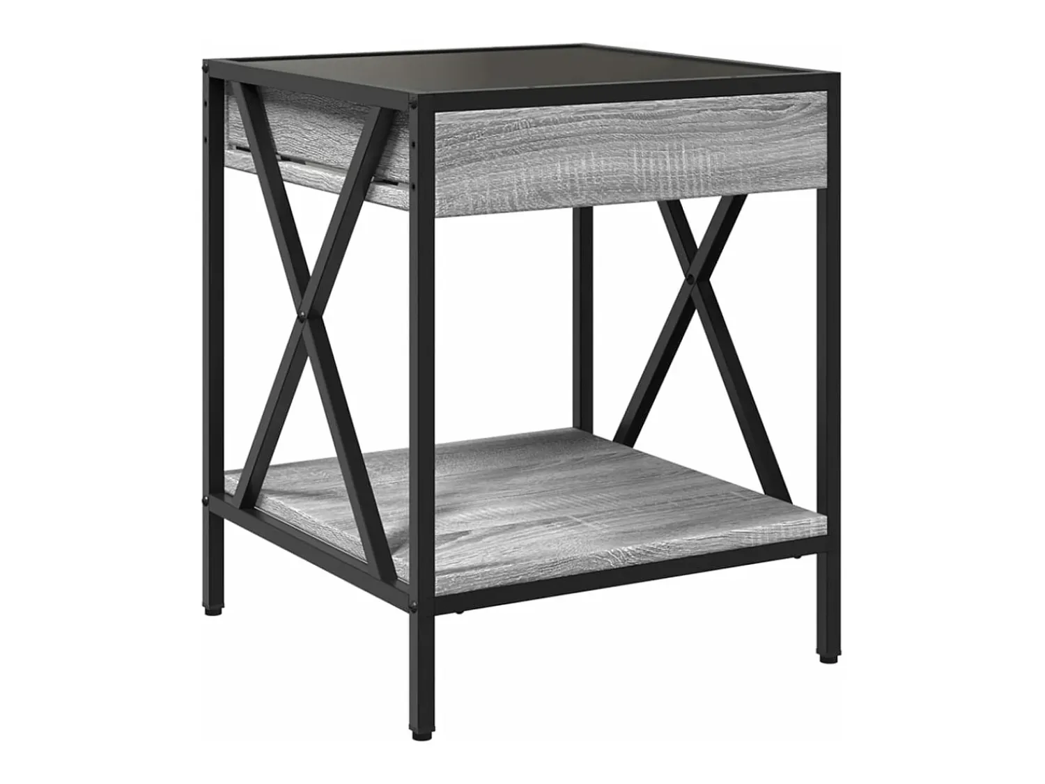 Sale vidaxl Mesa de centro luzes LED Infinity 40x40x49 cm sonoma Cinzento