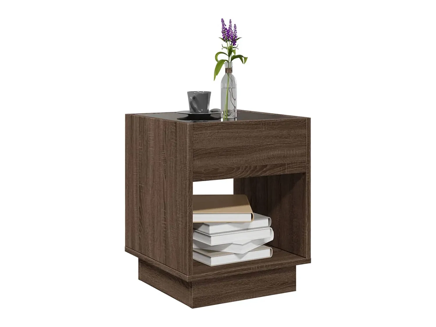 Mesa De Centro|vidaxl Mesa de centro luzes LED Infinity 40x40x50 cm carvalho castanho Natural claro