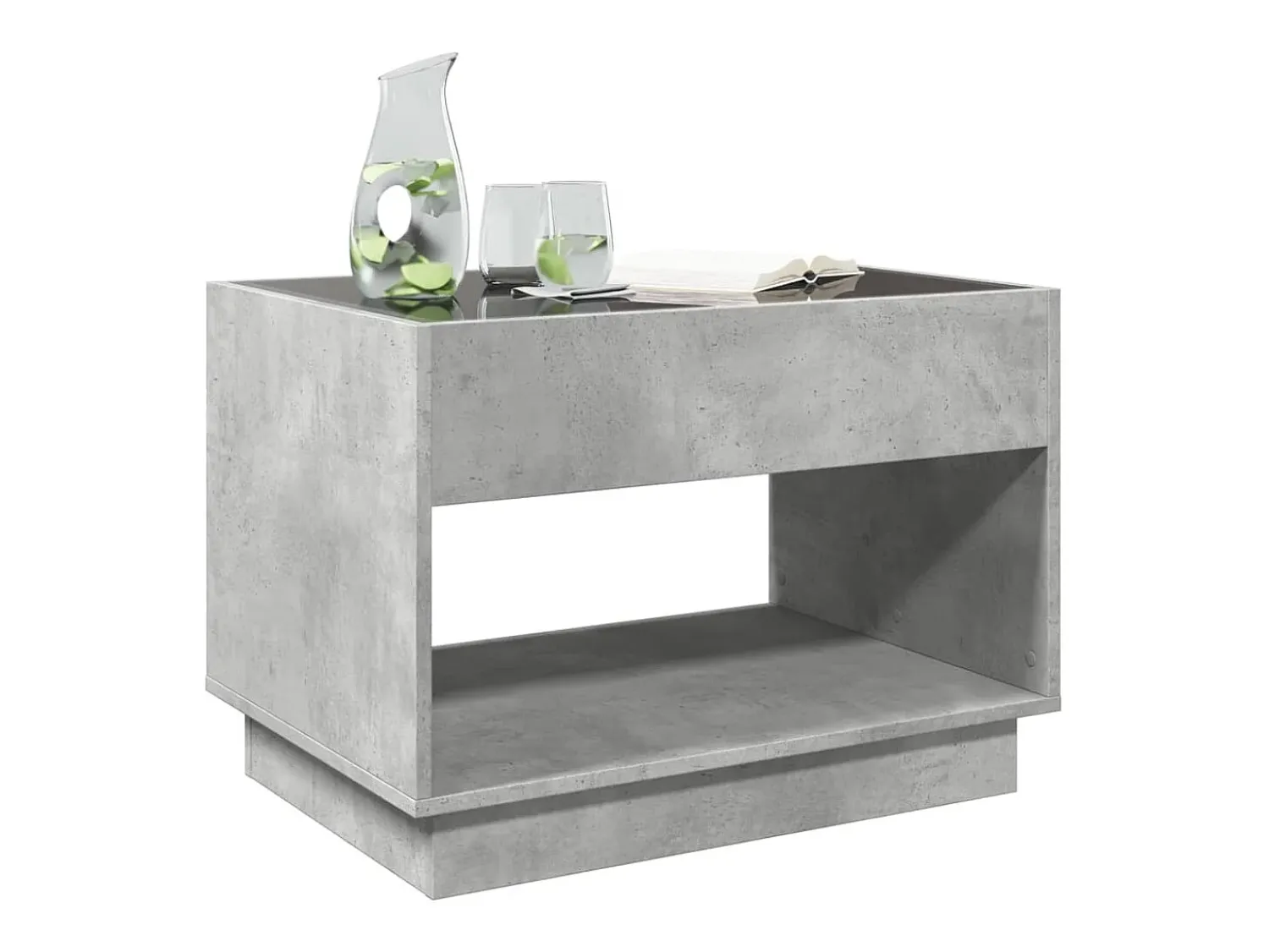 Sale vidaxl Mesa de centro luzes LED Infinity 70x50x50 cm cimento Cinzento