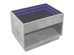 Sale vidaxl Mesa de centro luzes LED Infinity 70x50x50 cm cimento Cinzento