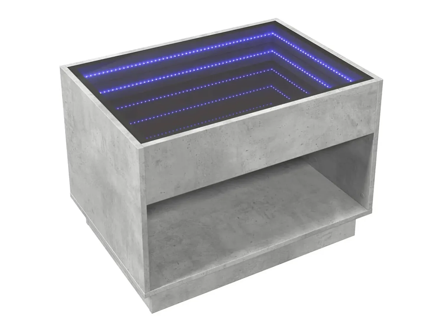 Sale vidaxl Mesa de centro luzes LED Infinity 70x50x50 cm cimento Cinzento