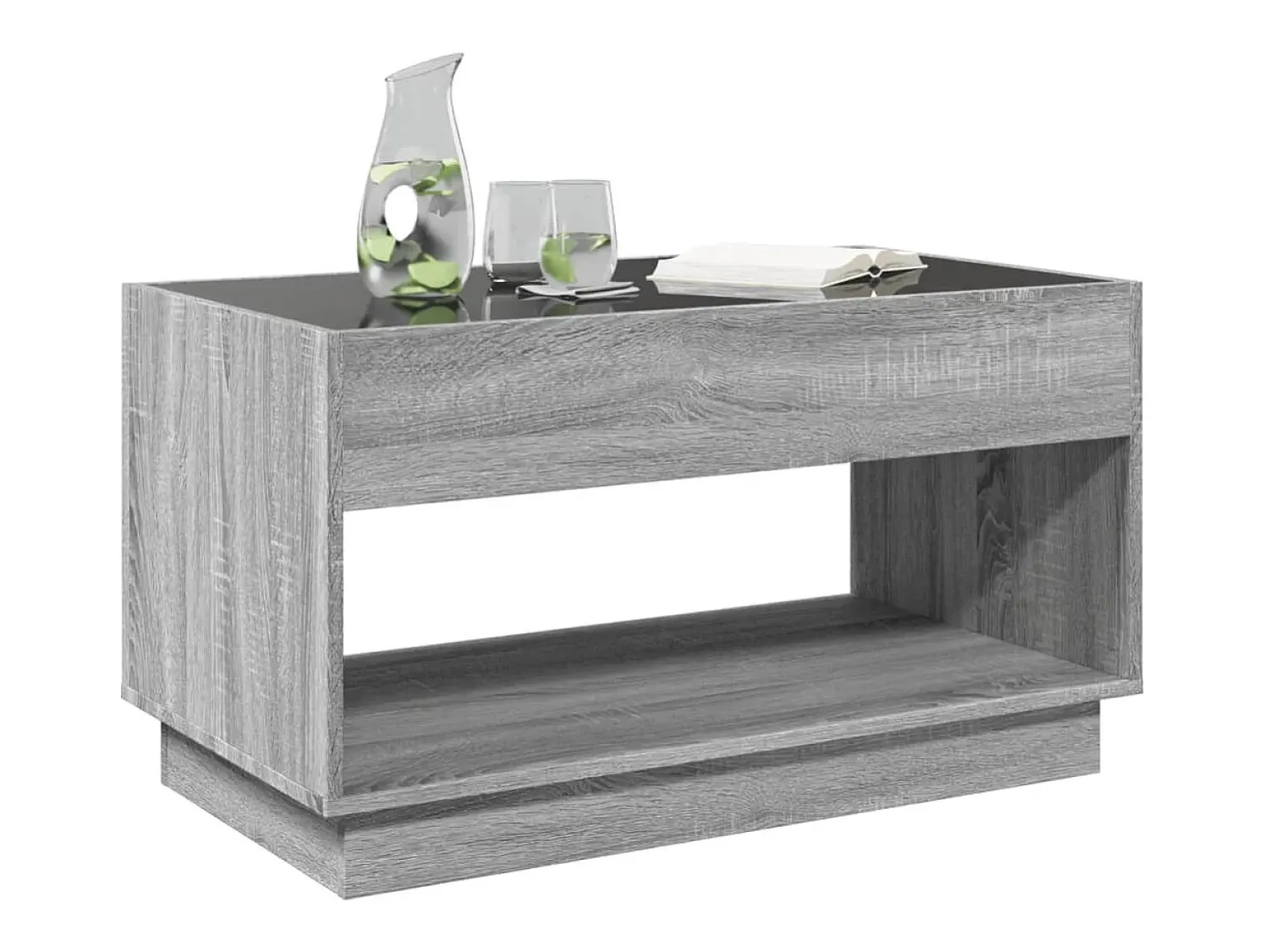 vidaxl Mesa de centro luzes LED Infinity 90x50x50 cm sonoma Cinzento