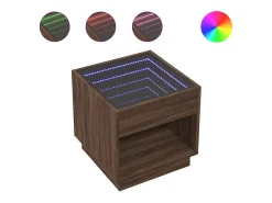 Hot vidaxl Mesa de centro luzes LED Infinity 50x50x50 cm carvalho castanho Natural claro