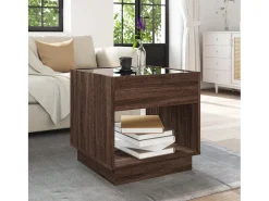 Hot vidaxl Mesa de centro luzes LED Infinity 50x50x50 cm carvalho castanho Natural claro