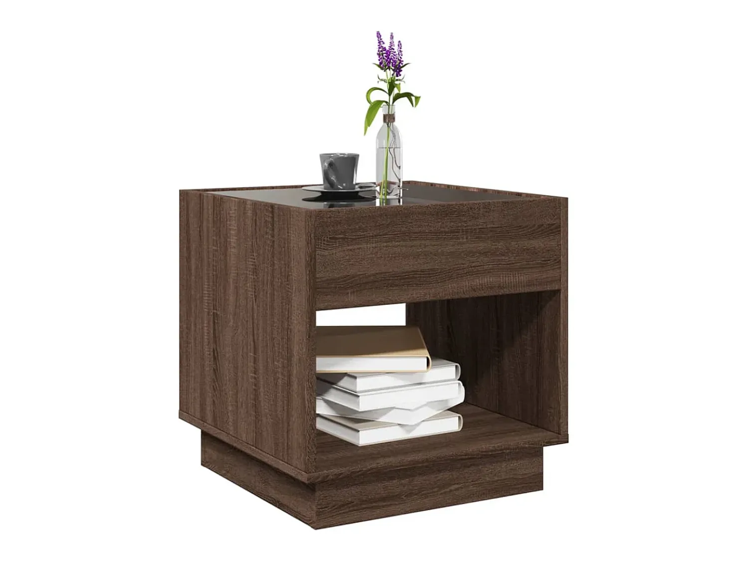 Hot vidaxl Mesa de centro luzes LED Infinity 50x50x50 cm carvalho castanho Natural claro