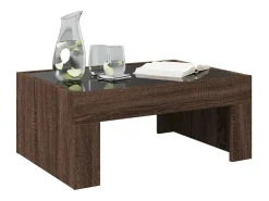 vidaxl Mesa de centro luzes LED Infinity 70x50x30 cm carvalho castanho^ Mesa De Centro