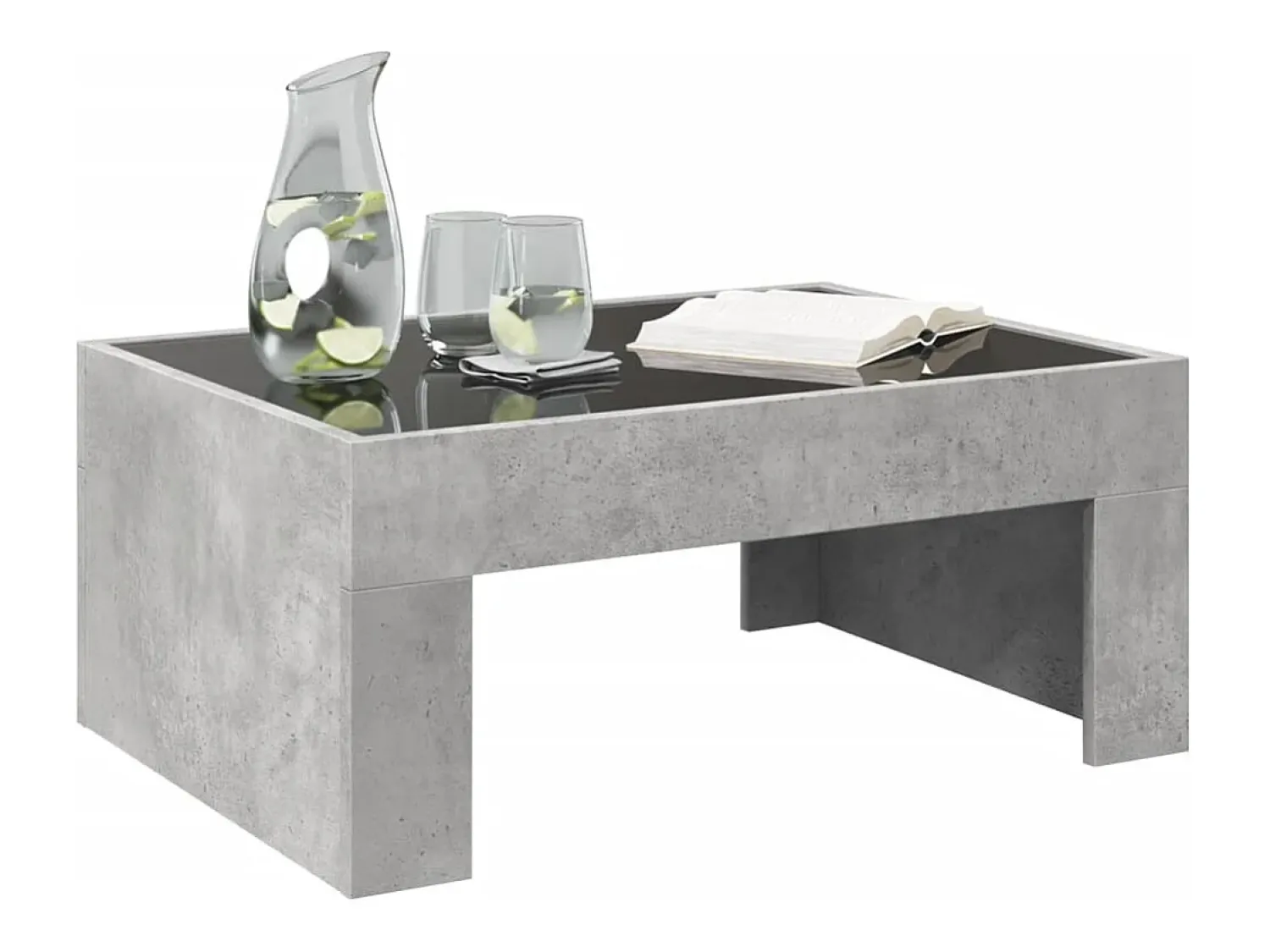 vidaxl Mesa de centro luzes LED Infinity 70x50x30 cm cimento^ Mesa De Centro