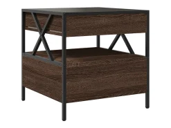 vidaxl Mesa de centro luzes LED Infinity 50x50x51 cm carvalho castanho^ Mesa De Centro