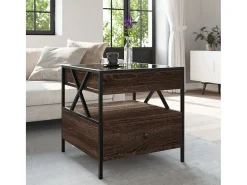 vidaxl Mesa de centro luzes LED Infinity 50x50x51 cm carvalho castanho^ Mesa De Centro