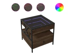 vidaxl Mesa de centro luzes LED Infinity 50x50x51 cm carvalho castanho^ Mesa De Centro