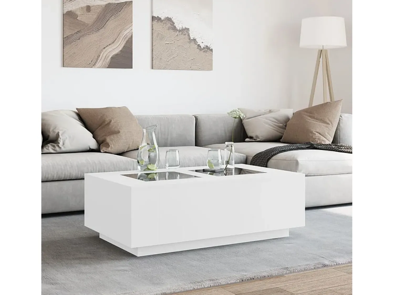 Sale vidaxl Mesa de centro luzes LED Infinity 116x69x40 cm Branco