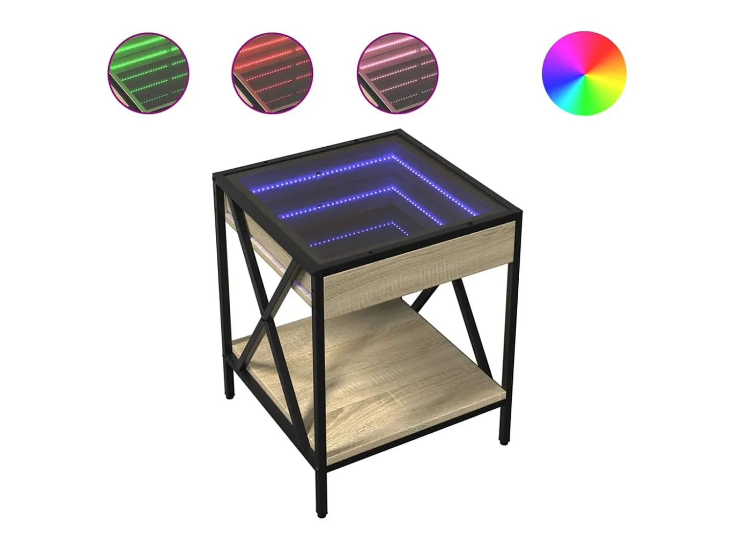 vidaxl Mesa de centro luzes LED Infinity 40x40x49 cm carvalho sonoma^ Mesa De Centro