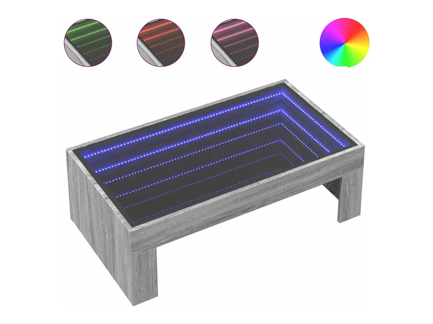 Mesa De Centro|vidaxl Mesa de centro luzes LED Infinity 90x50x30 cm sonoma Cinzento