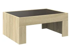 Hot vidaxl Mesa de centro luzes LED Infinity 70x50x30 cm carvalho sonoma Natural claro