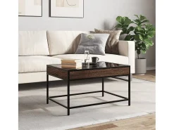 Mesa De Centro*vidaxl Mesa de centro luzes LED Infinity 70x50x41 cm carvalho castanho Natural claro